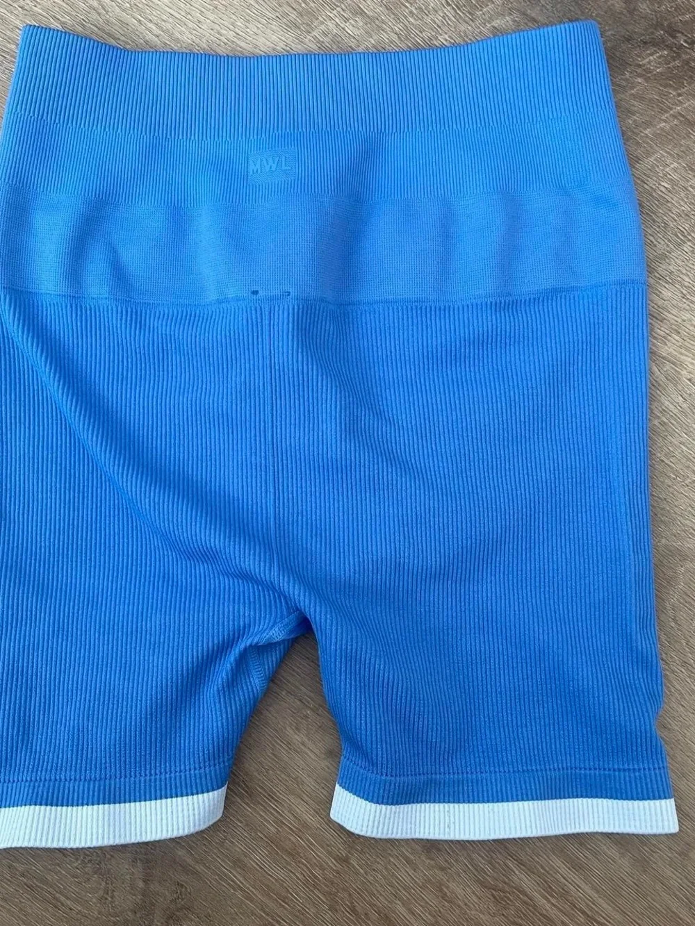 Madewell Seamless Blue Ribbed Biker Shorts